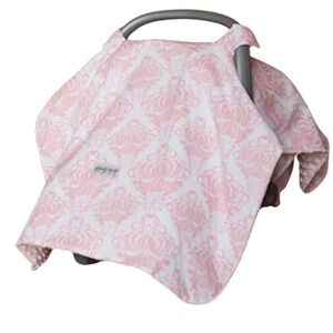 Carseat Canopy Pink Damask Minky Dot Infant Car Seat Cover Privacy Shield